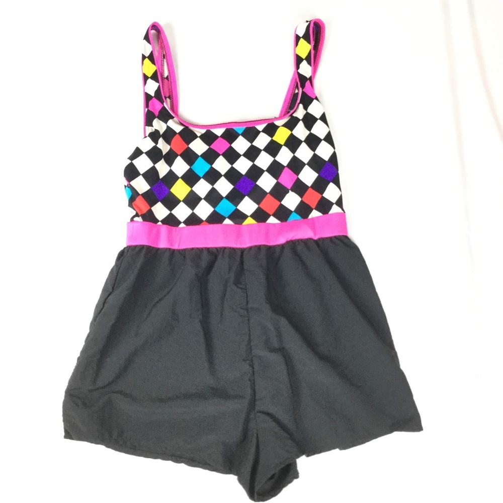 Bold Print 80s Swimsuit Hot Pink Multicolor